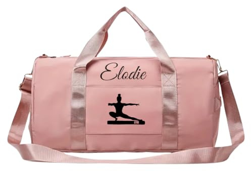 Sac de Sport Souple Rose 30L Gym - La Fabrique d'EC - personnalisé avec Motif Gymnastique (GAF) + Prénom (Souple Rose Gym)