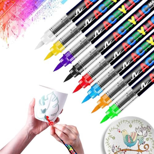 Topspitgo Lápices de porcelana aptos para lavavajillas, juego de pintura de cerámica, secado rápido, marcadores acrílicos impermeables para tazas, diseños de cerámica y creaciones de diseño (8