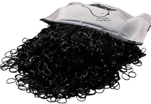 IMAXWAVE 1000 gomas de pelo para niñas, mini ligas de cabello y accesorios de peinado suaves y resistentes, Gomas elásticas para trenzas, perfectos para uso diario y peinados infantiles (Negro)