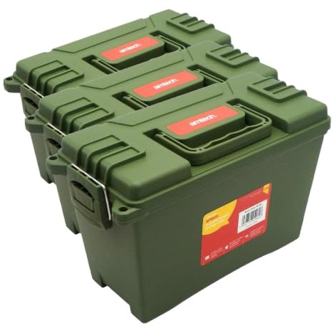 Amtech N0155 Lockable Toolbox, Weather-Resistant and Waterproof Storage Case with Twin Locking Points and 4Kg / 4.7L Capacity (Pack of 3)