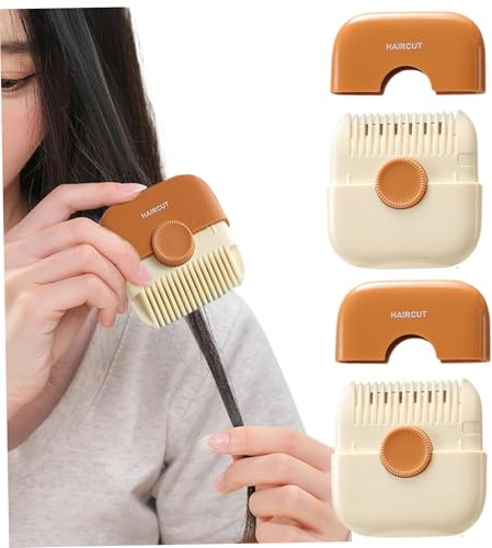Tagliacapelli per doppie punte 2 pezzi Tagliacapelli per doppie punte per donna 2 in 1 Pettine portatile per tagliare i capelli Manopola staccabile antipolvere per con lama regolabile in