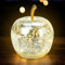 Spetebo Lampe de table LED en verre craquelé - En forme de pomme - 11 cm - Argenté - Décoration fruit - Aspect verre brisé - Avec guirlande lumineuse métallique - Fonctionne avec piles et minuterie