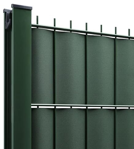 Gardenode Easy Clôture Kit Lamelles PVC Bande Brise Vue pour Panneau Double Fils - L 2m50 - H 1m83 - Vert