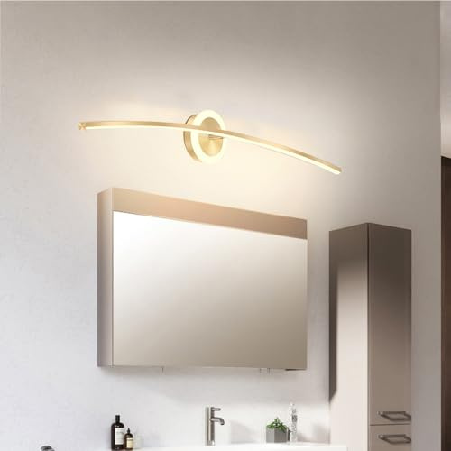 Mengjay Moderne LED Wandleuchte,LED Spiegelleuchte Bad,Innen Wandlampe,Wandbeleuchtung mit 3 Farbtemperaturen,für Schlafzimmer Wohnzimmer Flur (100cm (gold))