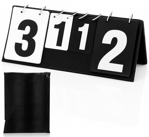 Soulchen Badminton Scoreboard Tennis Score Keeper Portable Double Sided Printing Flip Scoreboards for Volleyball Table Tennis Badminton Sports, 0-3 for Sets, 0-30 for Points