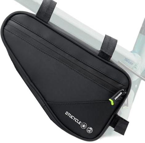 Garegce Bike Frame Bag, Bicycle Triangle Bag Water Resistant, Cycling Bicycle Front Tube Frame Pouch for Road & Mountain Bike, Fits Phone, Keys, Cash, Repair Tools, Mini Pump