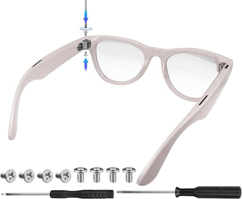 Wcone Eyeglass Accessories Screw Set for Ray Ban Meta Wayfarer, Skyler, Headliner Gen 1/2 & Oakley Meta HSTN (Only Compatible with the Above AI Glasses) - Includes 8 Stainless Steel Screws - Silver