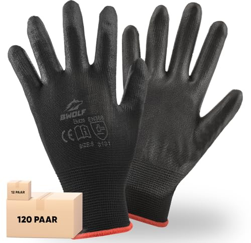 BWOLF PENGUIN Guanti da lavoro unisex per uomo/donna, guanti antiscivolo per montaggio, meccanici, senza cuciture, guanti da montaggio per riparazioni, lavori di precisione, industria automobilistica