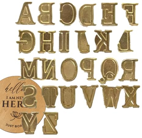 Wood Burning Letters Set - Golden Hot Stamping Tool Branding Set, Pure Copper Wood Burning Tool with Numbers and Symbols | Wood Embossing, Carving Head, Branding Letters for LED