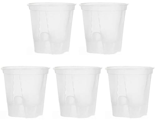 Homeponnew Lot de 150 pots de pépinière en plastique transparent avec soucoupe pour plantes d'intérieur, orchidées, cactus et plantes succulentes - Pots de drainage transparents (120/150/180 mm)