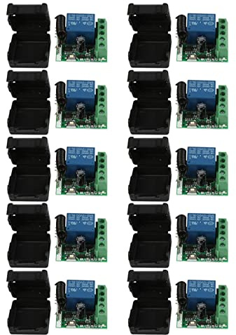 Aundhegrtt 10X DC 12V 1CH 433MHz Interruptor de Control Remoto Inalambrico Universal Receptor de Rele de 433 MHz Modulo