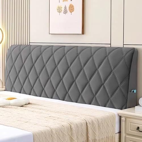 woxefo Weicher Strecken Bett Kopfteil Hussen Gesteppte Milchsamt 80cm Höhe All-Inclusive Kopfteilbezug Bettkopfteil Bezug Staubdichter Waschbar für 150/160/180/190/200/210/220 cm(A,150cm)