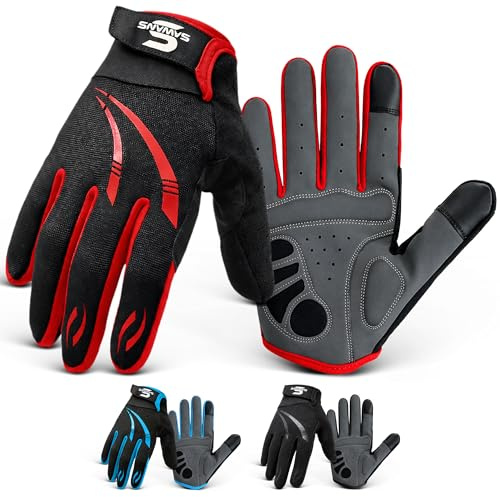SAWANS Full Finger Cycling Gloves for Men & Women Mountain Bike Gloves Breathable Touchscreen Padded Anti-Slip Shock Absorbing MTB Riding, Road Racing, Bicycle BMX & Motorcycle