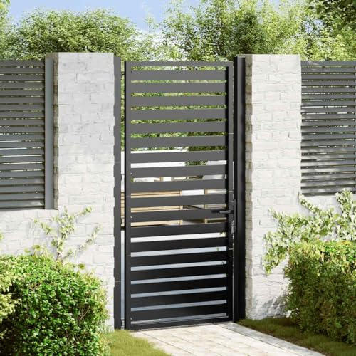 Mokuyary Gartentor Abschließbar Schwarz 100x180 cm Aluminium Zauntür, Gartentür Zauntor Zaun, Hoftür Tor für Garten, Hinterhof und Terrasse