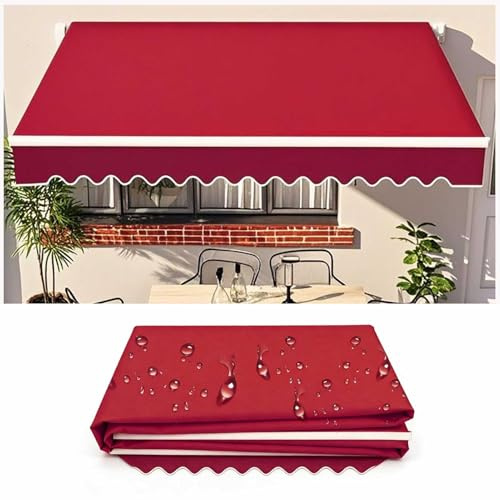Manuell infällbar uteplatsmarkis vattentät 300 g/m² polyester ersättningsskydd för utomhus trädgårdsfönster röd 250 x 150 cm/2,5 x 1,5 m UV-skydd enkel att installera