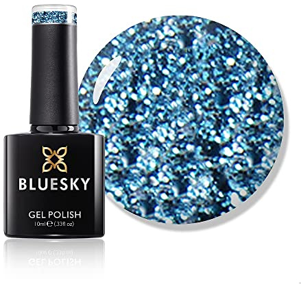 Bluesky Gel Nail Polish, Icicle S07N, Blue Glitter, Long Lasting, Chip Resistant, 10 ml (Requires Drying Under UV LED Lamp)