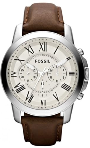 FOSSIL FS4735 Chronograph Uhr Herrenuhr Lederarmband Edelstahl 5 bar Analog Chrono Datum Braun