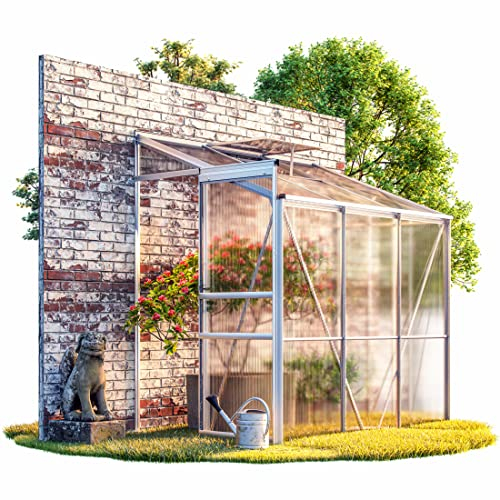 Gardebruk Serra a Parete Alluminio 3,8m³ 190x122x202cm con Fondazione Serre a Muro Piante Orto Finestra