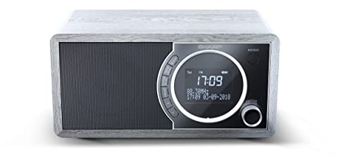 SHARP DR450 Digitalradio (DAB/DAB+/FM mit RDS, Bluetooth, Wecker-Funktionen, 6 Watt), grau