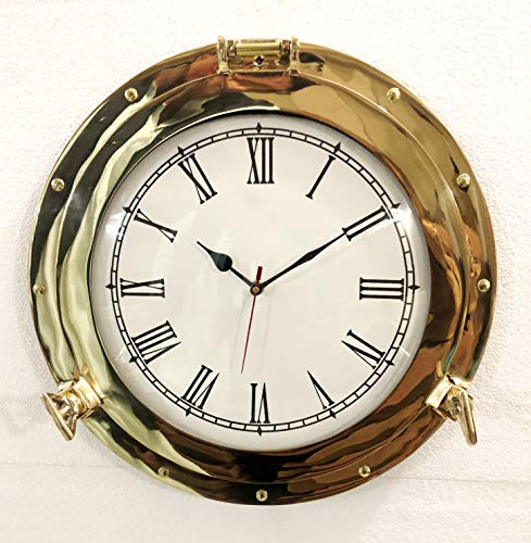 Antique 15 Marine Brass Ship Porthole Analog Clock Nautical Wall Clock Home Decor