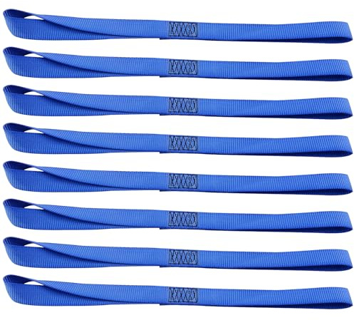 XSTRAP STANDARD Mjuka remmar med ögla – 8PK 1-1/16 x 18 tum – 1 632 kg brythållfasthet, öglor för att säkra släpvagn av cyklar, ATV, UTV, motorcyklar, skotrar, grytcyklar, gräsmattsutrustning, blå