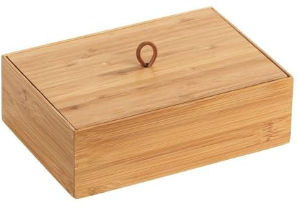 WENKO Bambus Box Terra L mit Deckel - Aufbewahrungsbox, Badkorb, Bambus, 22 x 7 x 15 cm, natur, Braun