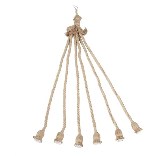 VIFERR Vintage Lampenfassung E27 mit 1m Kabel Birnen-Halter-Seil 6 Köpfe Lighting Leinen Elektrische Leitung für DIY Retro Hanfseil Industrie Kronleuchter