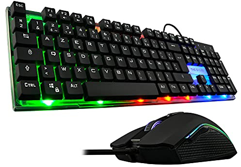 G-Lab Zink-Packung Mit USB-Gaming-Tastatur Und Maus - Mehrfarbige Hintergrundbeleuchtung, QWERTY, Anti-Ghosting + 6-Tasten-Maus, 2400 DPI - Für PC, PS4, Xbox One (Schwarz)