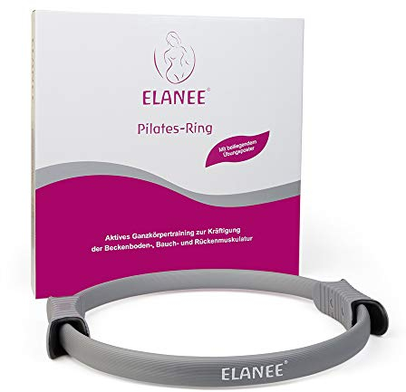 ELANEE Pilates-Ring mit rutschfesten Griffen zur Kräftigung der Beckenboden-, Bauch-, und Rückenmuskulatur, inkl. Übungsposter (709-V1)