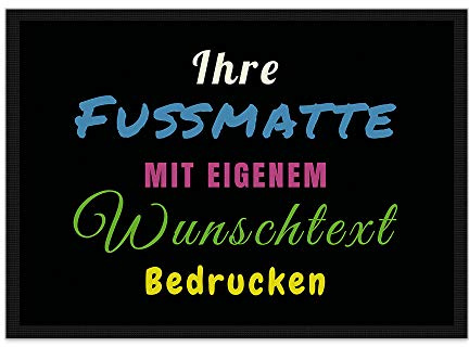Print Royal Fußmatte mit Wunschtext beschriften - Verschiedene Größen bis 120 cm - Fußabtreter Bedrucken mit Spruch - viele Hintergründe - rutschfest, 75 x 50 cm mit Gummirand