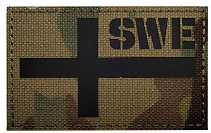 Sverige reflekterande IR-flagga lapp militär taktisk moral lapp märken emblem applikationslappar sy på kläder ryggsäck tillbehör (C)