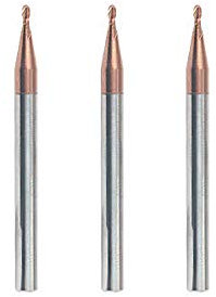 3 Pieces - 1.5 mm Radius Ball Nose End Mill Cutter, 3.0 mm Shank Diameter, Length 50 mm, HRC 55 Tungsten Durable Milling Cutter for Metal Steel Iron TiAIN Coating