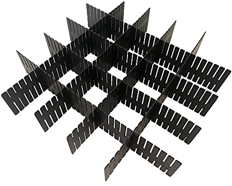 WeFoonLo 8pcs DIY Plastikfach Organisator justierbare Fach Teiler für Haus Tidy Closet, Socken, Unterwäsche, Büroschulbedarf, Küchegerätwerkzeuge (Schwarz)