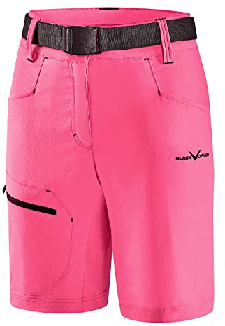 Black Crevice trekkingshorts dam I vandringsshorts dam kort I dam utomhusshorts I vattenavvisande och snabbtorkande I hållbara och ventilerande vandringsshorts med fickor, Rosa/stålblå, 36 SE