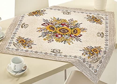 BIANCHERIAWEB Tovaglia Copritavolo Centrino Runner Tavola Fantasia Floreale Sunlight Girasoli 90x90 Sunlight