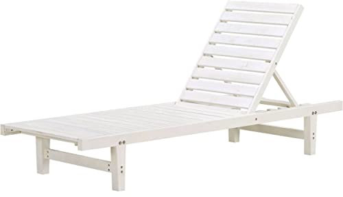 Habitat et Jardin - Bain de Soleil en Bois Rawai - Transat Multi Positions - Chaise de Jardin, Piscine et Balcon - Dossier Inclinable - Blanc