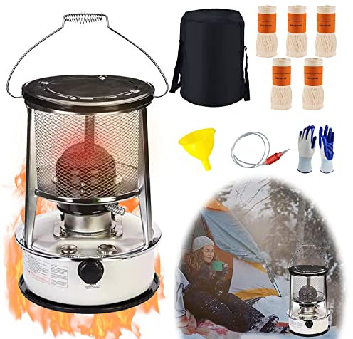 Suwooy Petroleumofen 4.6l/6l,Innen Ohne Strom Mobiler Petroleumheizung,Tragbarer Petroleumkocher,Outdoor Campingzelt Effizienter Petroleum Ofen,Mit Aufbewahrungstasche Und 5 Dochten,6L-White