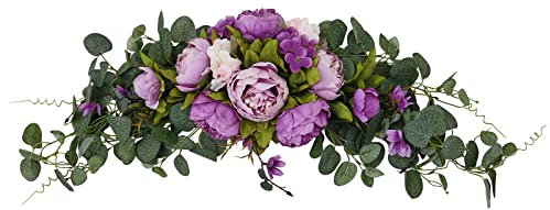 Warmiehomy Artificial Peony Flower Swag 80cm Wedding Arch Flowers Purple Fake Silk Decorative Swag Spring Summer Floral Swag Wreath for Wedding Arch Table Centrepiece Door Home Mirror Wall Decor