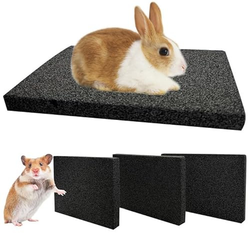 Hamiledyi Rabbit Scratch Foot Pads - 4 Pcs Small Animal Lava Grinding Teeth Stone for Bunny, Hamster, Guinea Pig, Rat, Gerbil, Chinchilla & Hedgehog