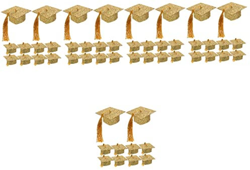 Didiseaon 50pcs Graduation Cap Goblet Cover Mini Doctoral Caps Beverage Cover for Graduation Party Favors Reusable Decorations