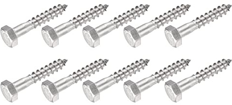 METALLIXITY Hex Tirefond Vis (M6x30mm)25pcs, 304 Inox Acier Autotaraudeurs Bois Boulons - pour Ménage Applications