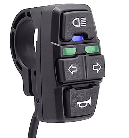 DAZZLEEX Motorrad-Lenker Hupenschalter Motorradschalter Griff Blinker Licht Hupe EIN-/Aus-Taste Wasserdicht Schwarz