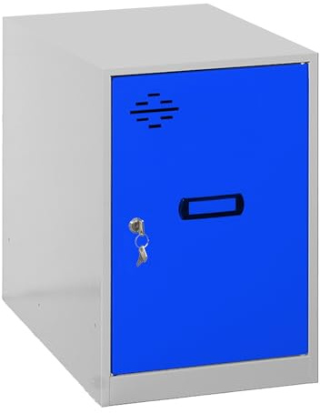 SimonRack Armadietto Metallico Piccolo; Armadio Metallico per Archiviazione, Armadio Multiuso, 475x400x500 mm, Grigio/Azzurro - Simonlocker