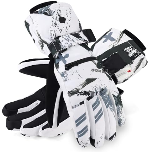 HOIHOO Skihandschuhe, wasserdicht, warm, 3M, Thinsulate, Schneehandschuhe, Touchscreen-Handschuhe, kaltes Wetter, Winterhandschuhe, Snowboard-Handschuhe, passend für Männer und Frauen