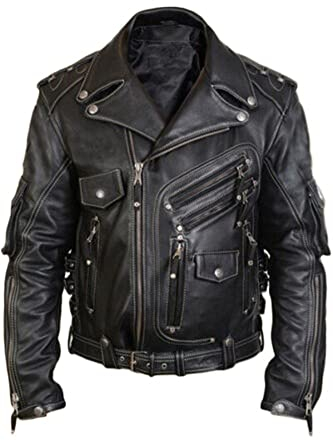 Motorradjacke Lederjacken for Herren, lässig, Revers, Nieten, mehrere Taschen, Epauletten, seitlicher Reißverschluss, lange Ärmel, Herbst und Winter Fahrradausrüstung (Color : Schwarz, Size : L)