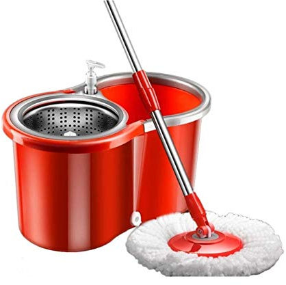 SinSed 360° Spin Mop and Bucket Set with 3 Dry Cleaning Heads and Wheels - Efficient Floor Cleaning System, Easy Drainage - Compact Size: 46 x 26 x 23.5cm