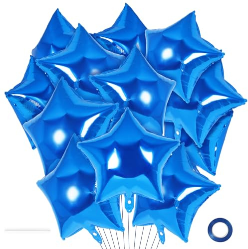 20 Pcs Star Balloons,18 Inch Blue Star Foil Balloons,Stars Shaped Balloon Mylar Helium Balloon for Birthday Party Anniversary Wedding Baby Shower Decorations (Blue)