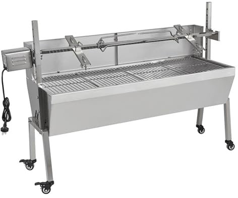 VBVARV Parrilla Asadora Motor De 25W Acero Inoxidable Asador Asador De Cordero Y Cerdo Pequeño para Camping Fiesta Barbacoa Cocina Al Aire Libre,60kg
