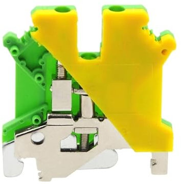 BJWVHGGE Morsettiera di Messa a Terra a Vite su Guida DIN USLKG2.5/3/5/6/10/16/35 UK Morsettiera Giallo Verde Terra Bornier Wire Connector Ottone(USLKG16 (2Pcs))