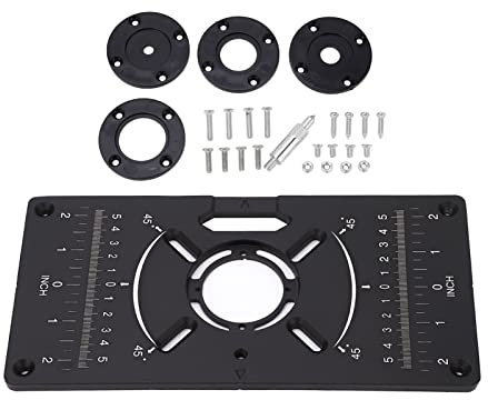 JDQTPOET Router Table Insert Plate Table Benches Router Plate Aluminum Alloy Jig Saw Trimmer Router Table Insert Plate, Black